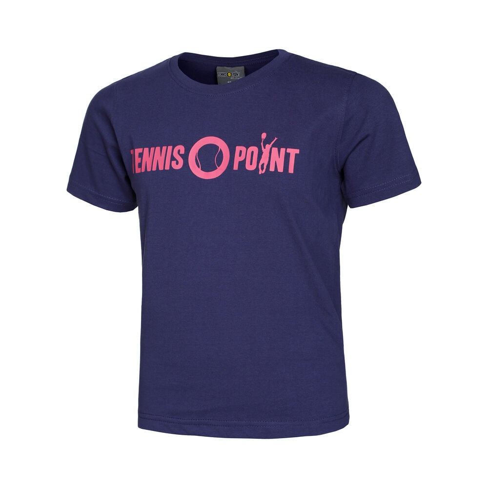 Tennis-Point Basic Cotton T-shirt Enfants - Bleu Foncé , Pink
