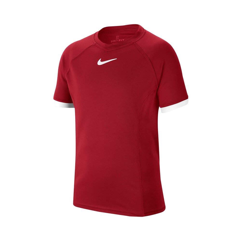 Nike Court Dri-Fit T-shirt Garçons - Rouge Foncé , Blanc