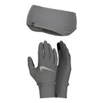 Vêtements Nike Nike Essential Running Set Stirnband + Gants De Running Femmes-Gris,Argent