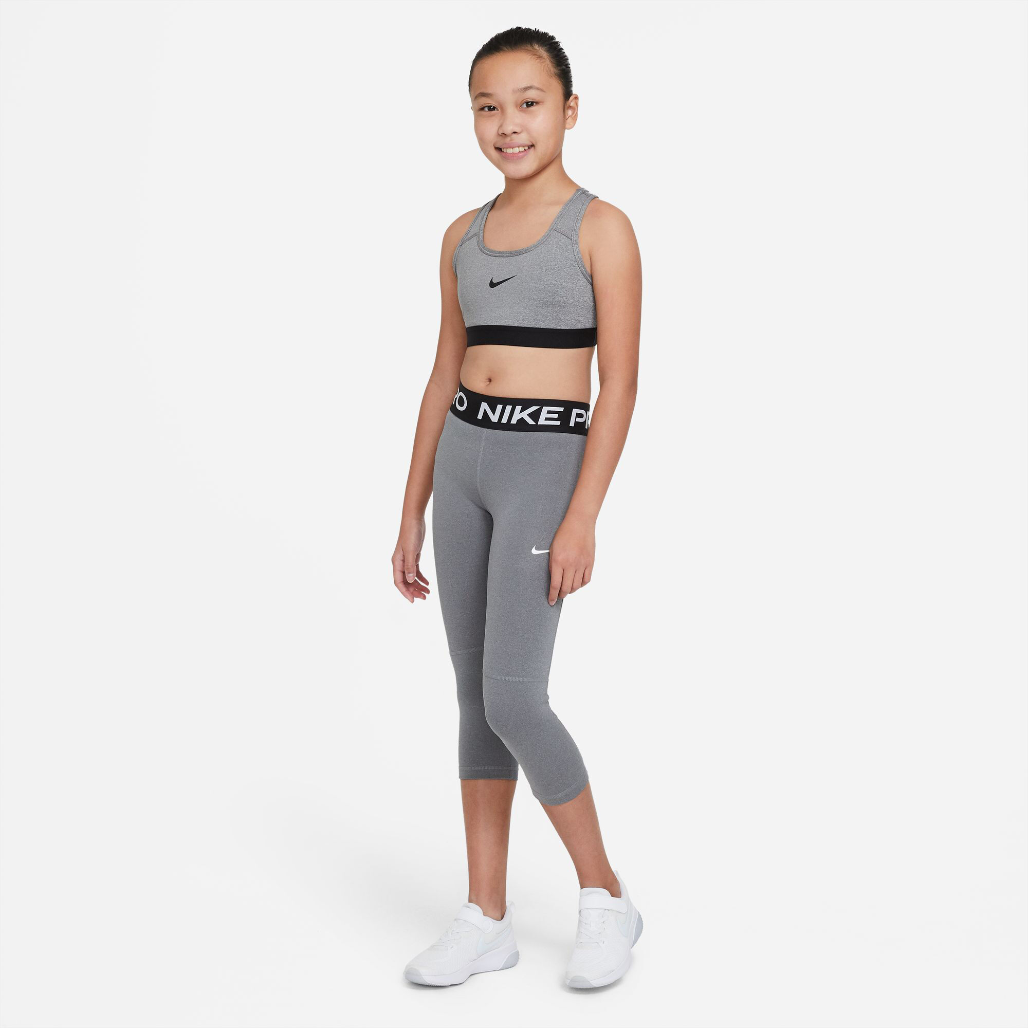 Pro 3 4 Collant Tight Enfants Gris Noir