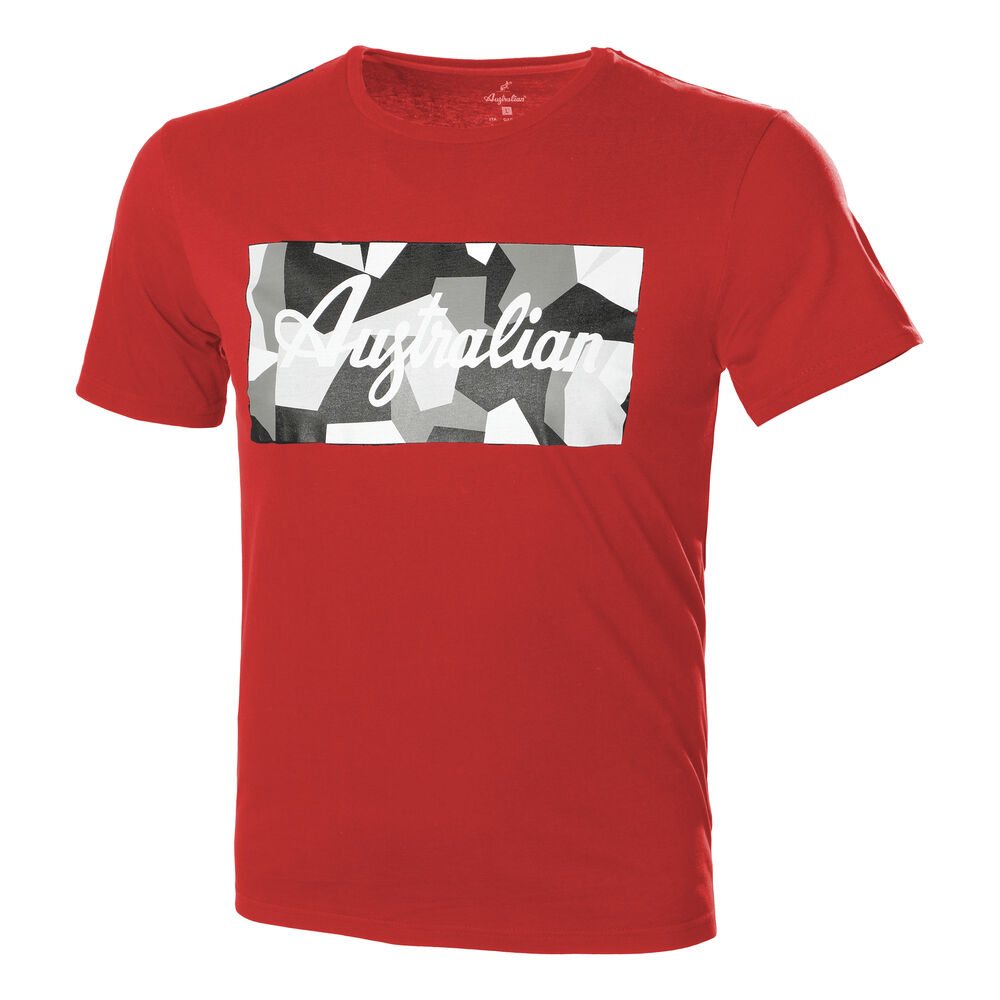 Australian Cotone Stampata T-shirt Hommes - Rouge , Multicouleur