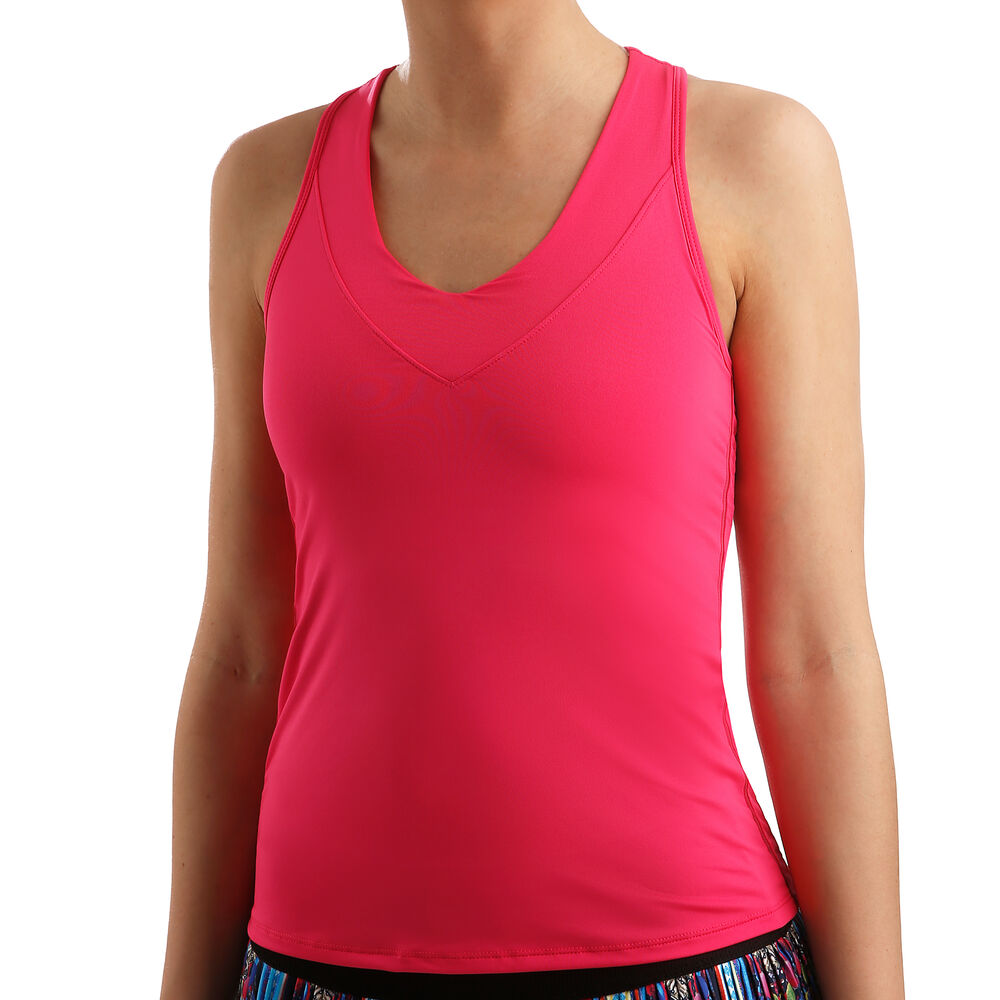 Lucky in Love V-Neck Débardeur Tank Top Femmes - Pink , Pink Fluo