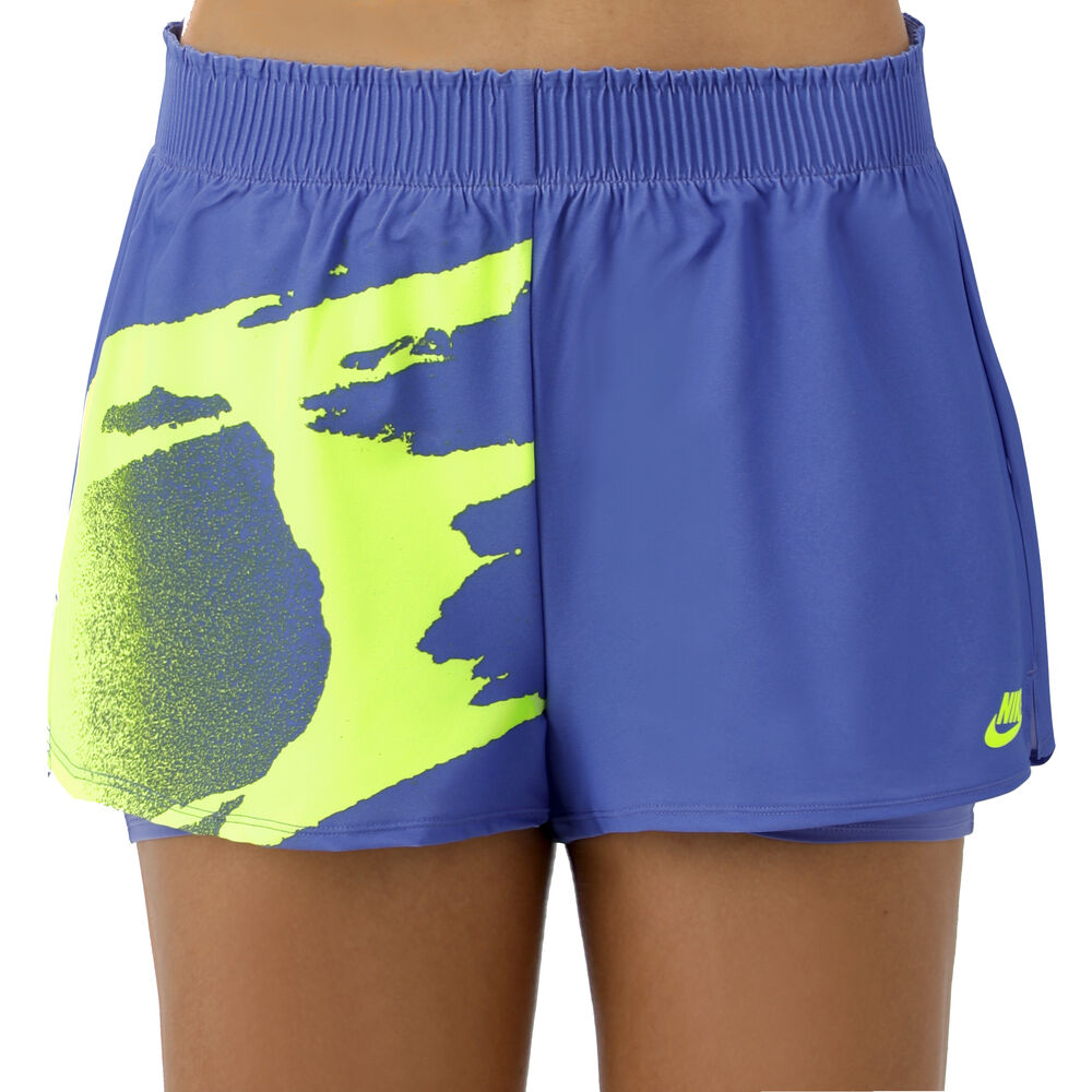 Nike Court Slam Shorts Femmes - Lilas , Jaune Lemon