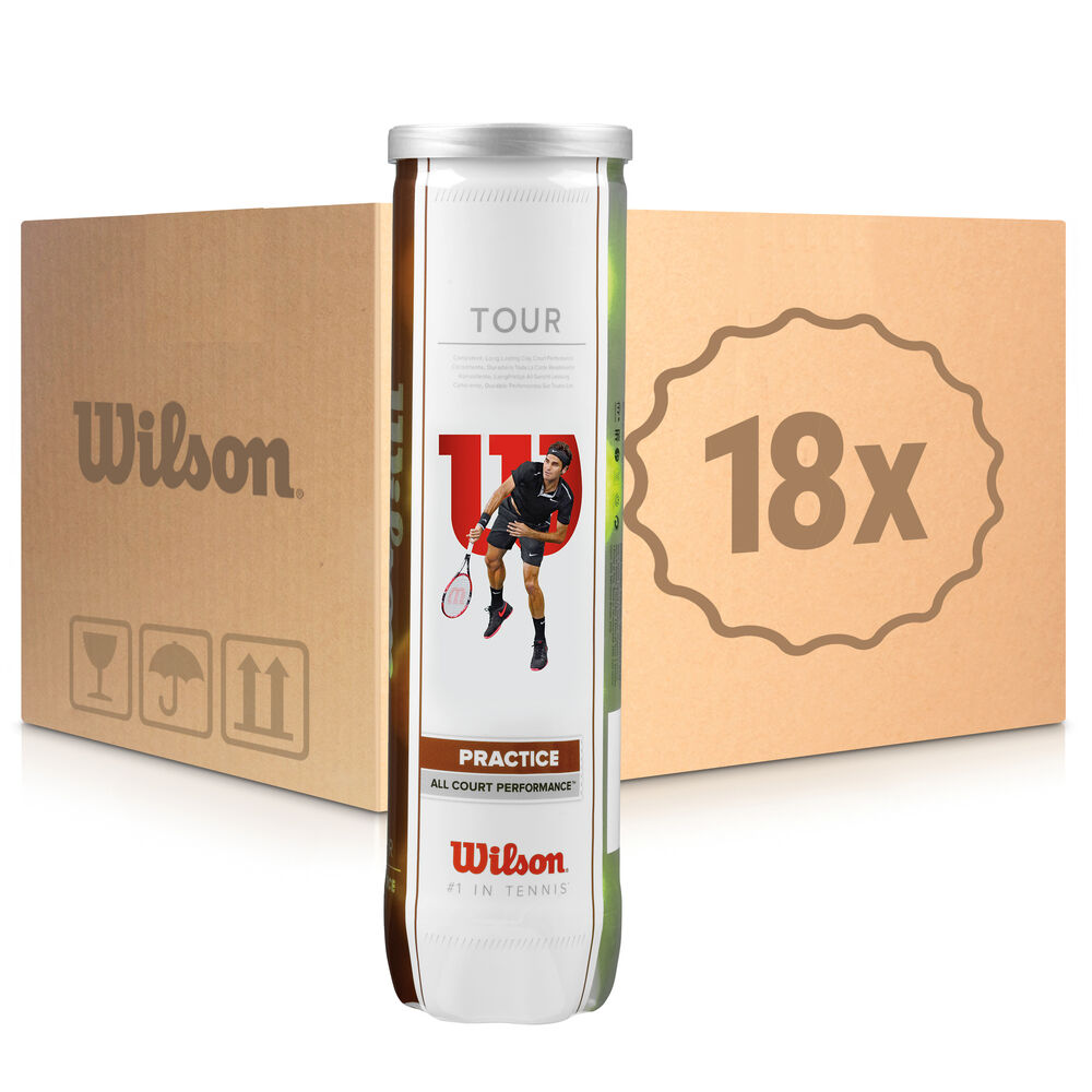 Wilson Tour Practice 18 Tubes De 4 En Carton