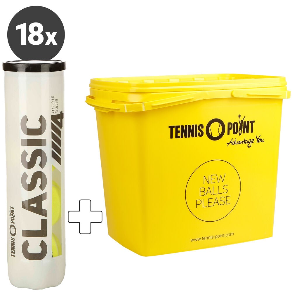 Tennis-Point Classic 18 Tubes De 4 + Seau à Balles