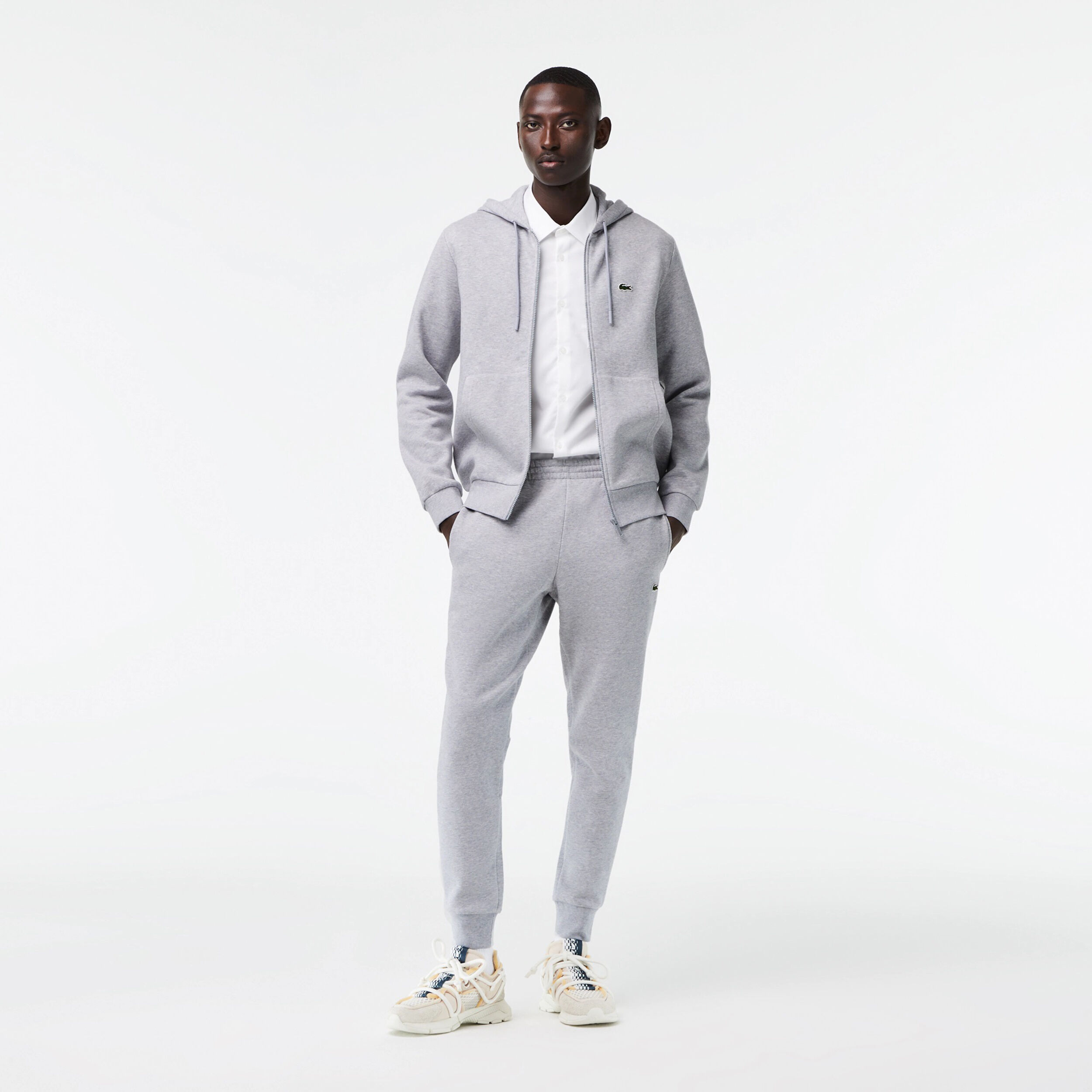 Ensemble lacoste gris homme sales
