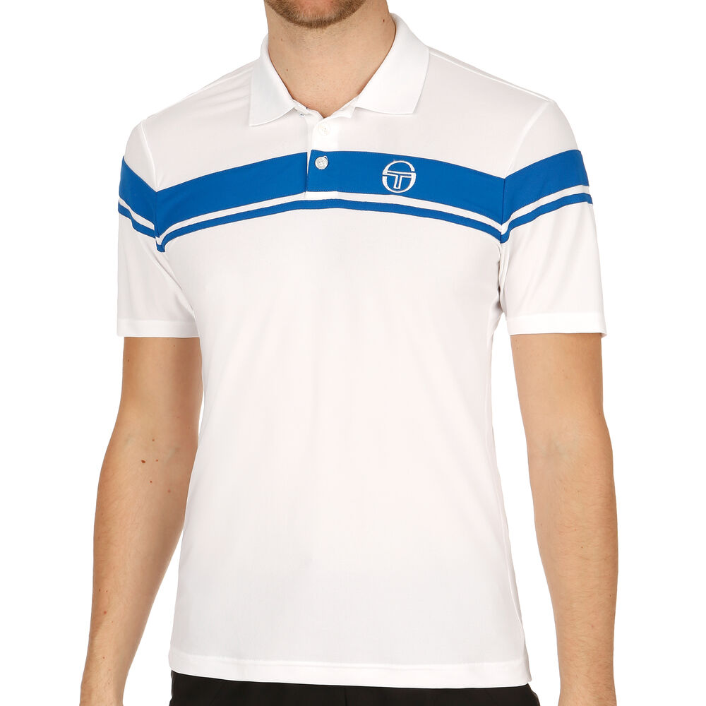 Sergio Tacchini Young Line Pro Yarn Polo Hommes - Blanc , Bleu