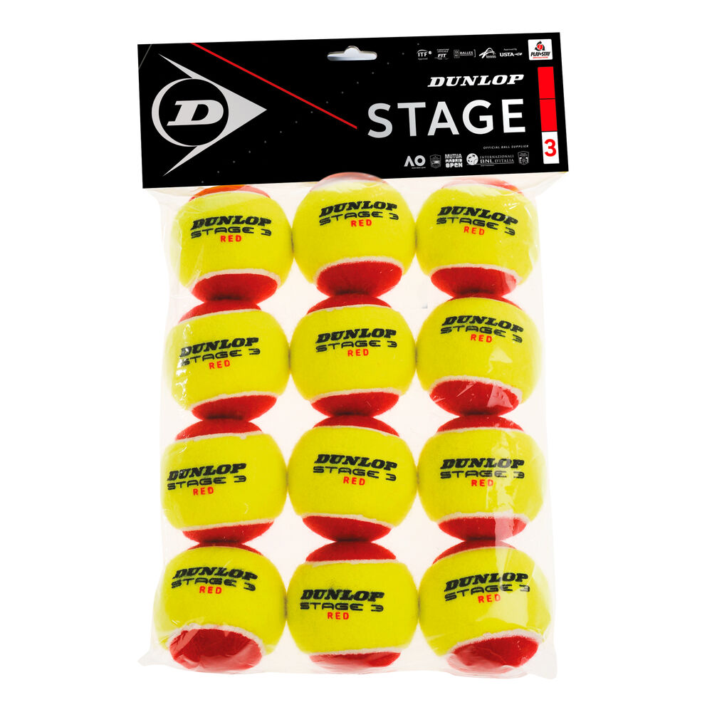 Dunlop Mini Tennis Stage 3 Red Sac De 12