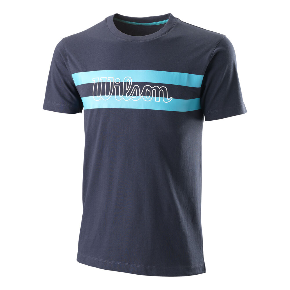 Wilson Chi Script CTN Slimfit T-shirt Hommes - Bleu Foncé , Turquoise