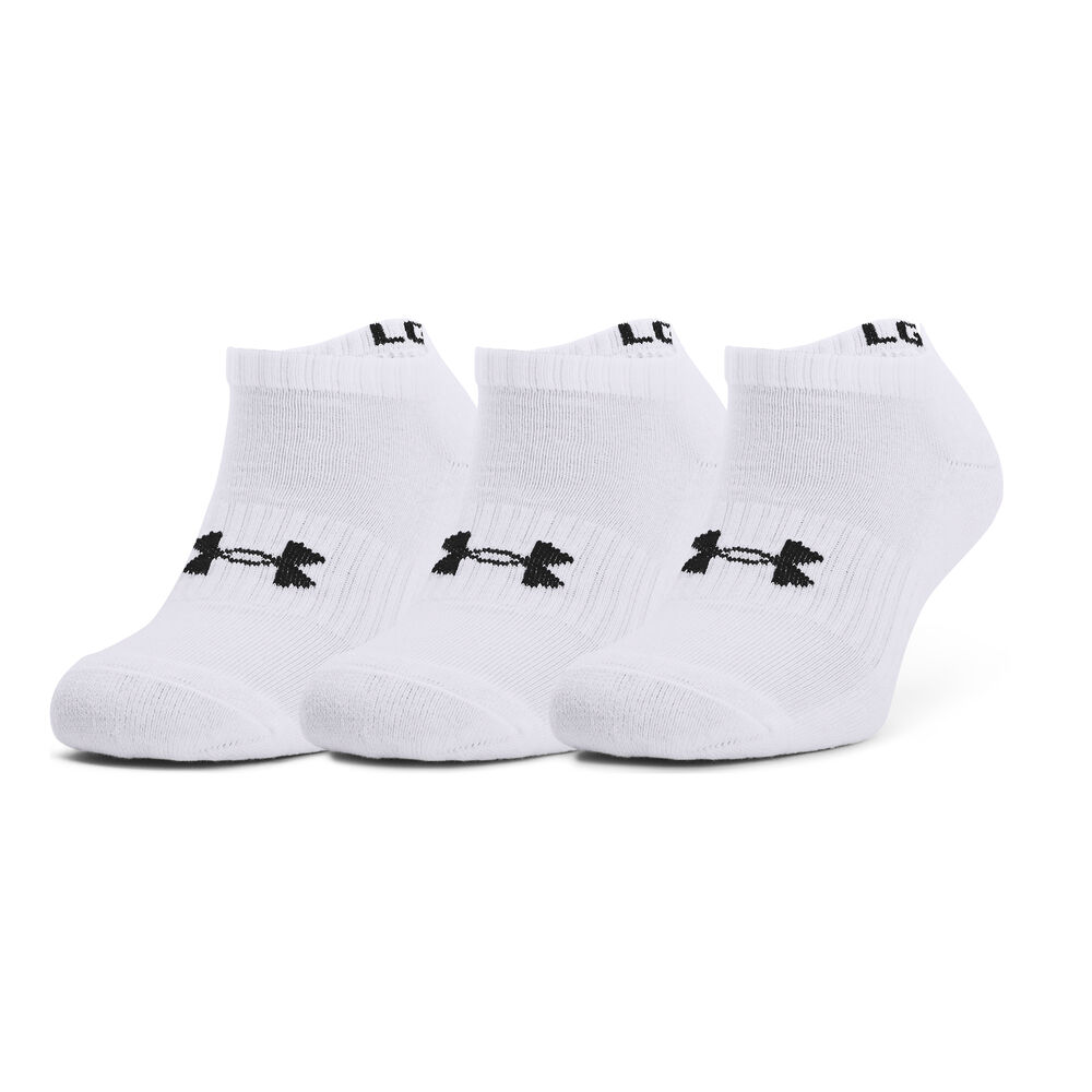 Under Armour Core No Show Chaussettes De Sport Pack De 3 - Blanc
