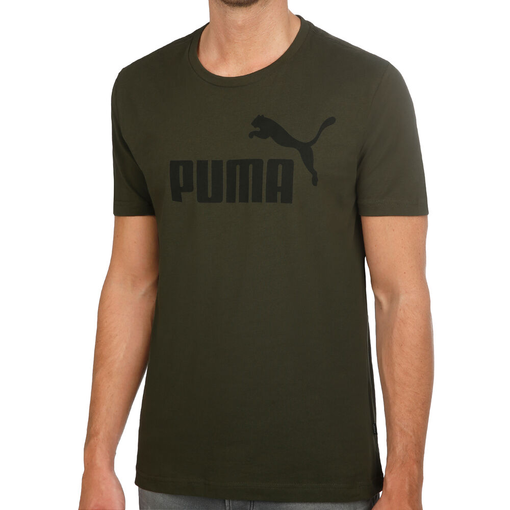 Puma Essential Logo T-shirt Hommes - Kaki, Noir