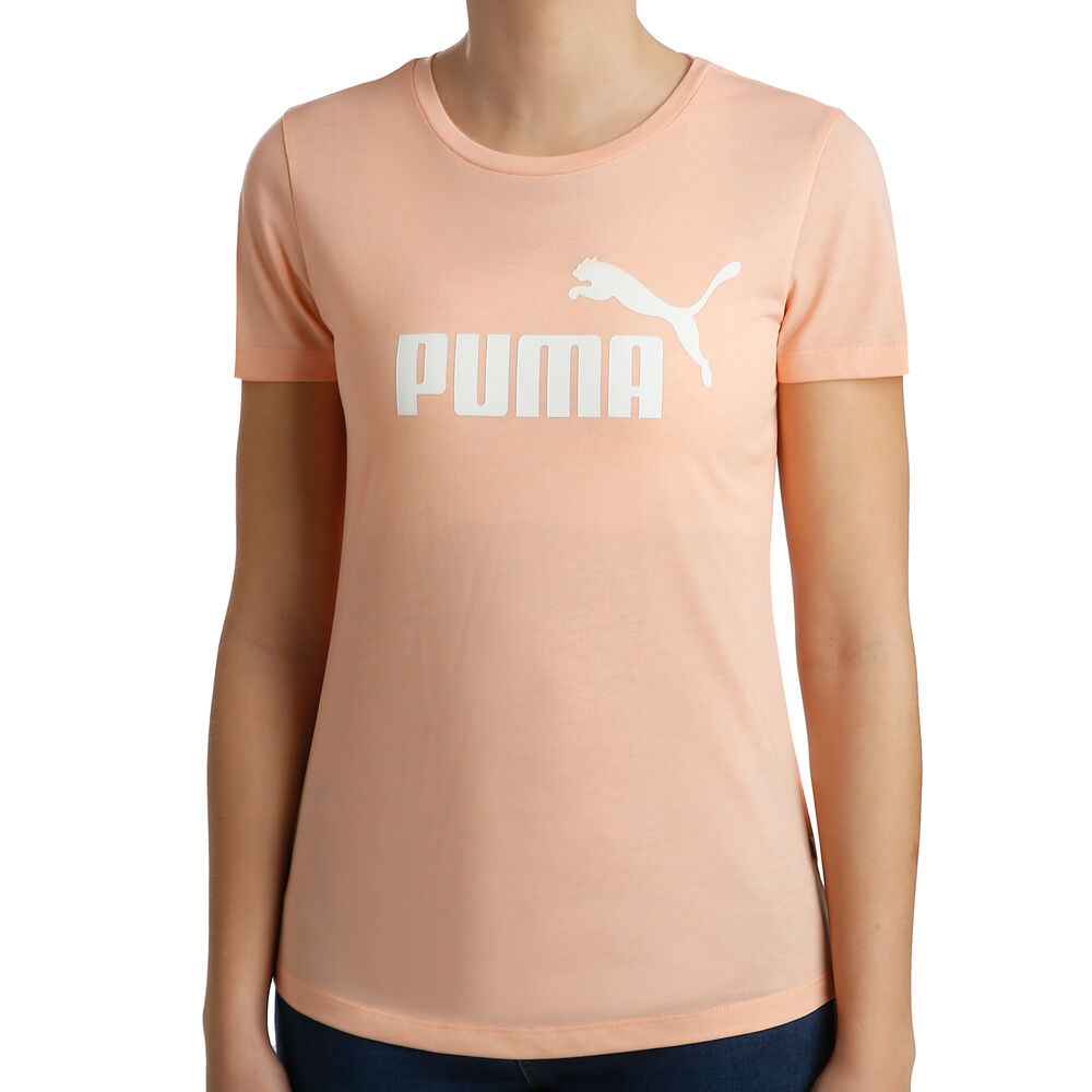 Puma Essential Logo Heather T-shirt Femmes - Abricot, Blanc