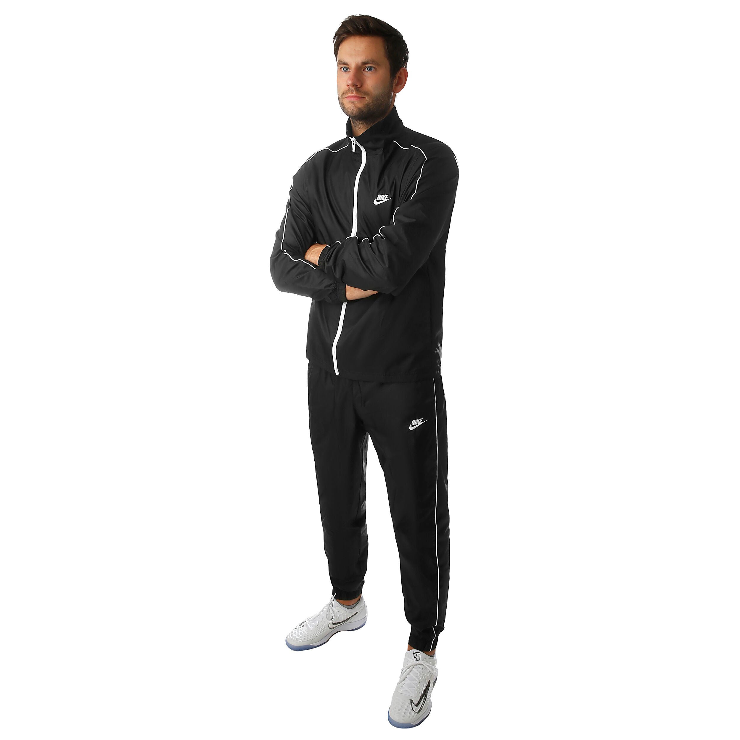Survêtement nike sportswear best sale woven blanc noir