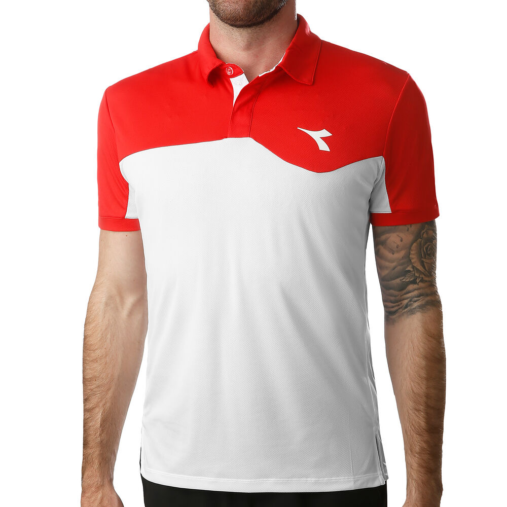 Diadora Court Polo Hommes - Blanc , Rouge