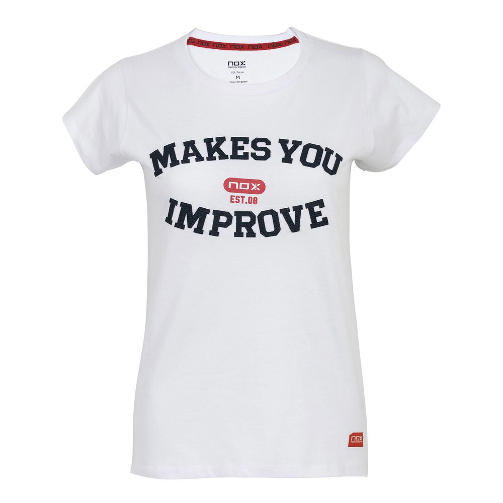 NOX Basic T-shirt Femmes - Blanc , Bleu Foncé