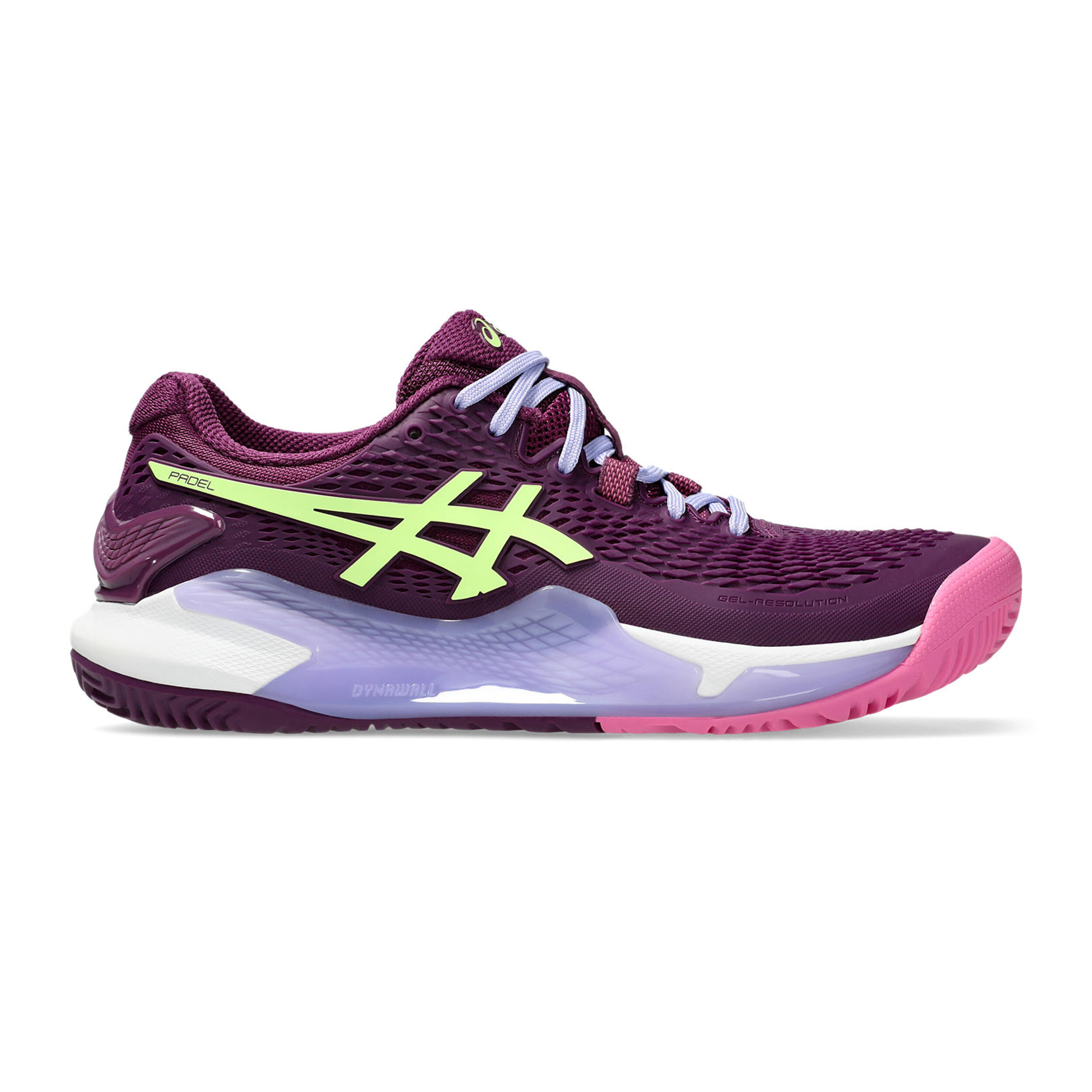Buy ASICS Gel Resolution 9 Chaussures Padel Femmes Mauve Vert Fluo online Tennis Point FR