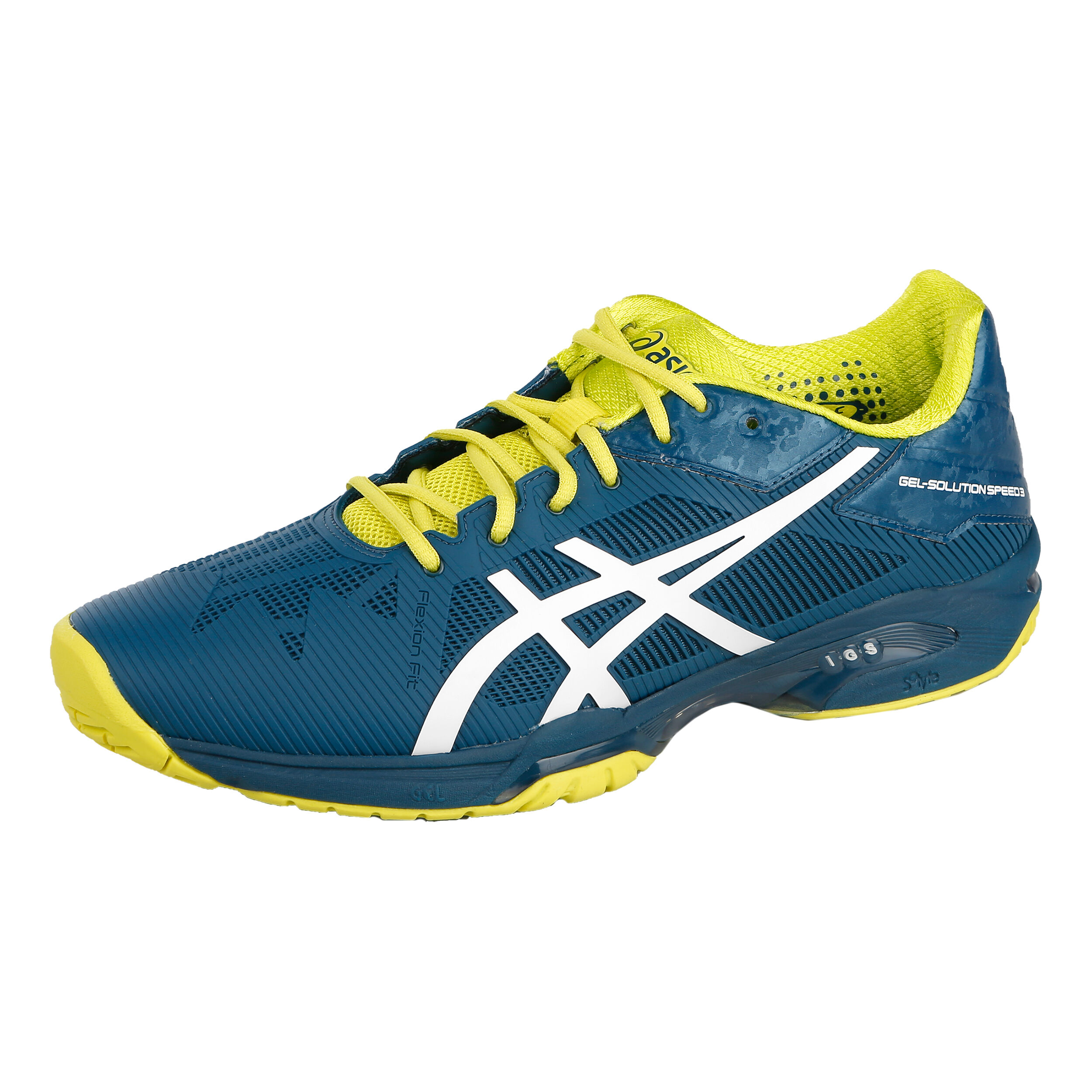 Buy ASICS Gel Solution Speed 3 Chaussures Toutes Surfaces Hommes Bleu Petrol Jaunes Fluo online Tennis Point FR
