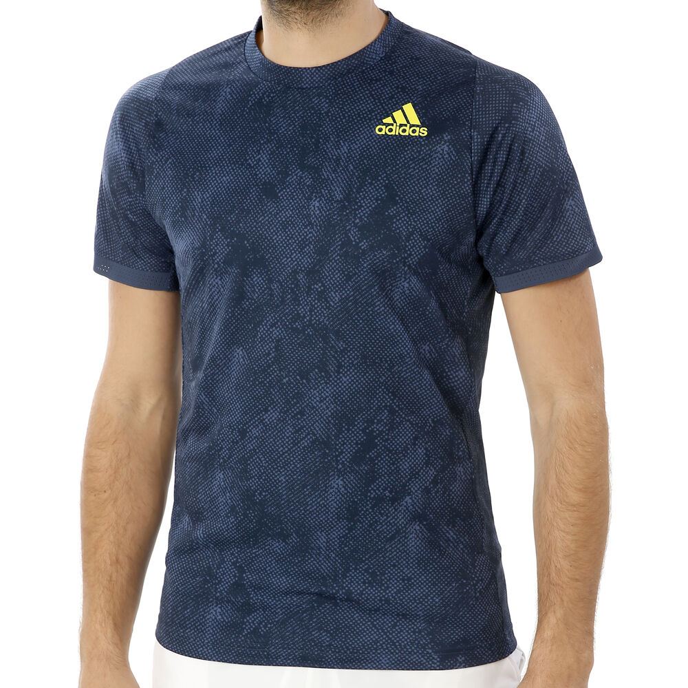 adidas Primeblue Freelift Print T-shirt Hommes - Bleu Foncé , Jaune