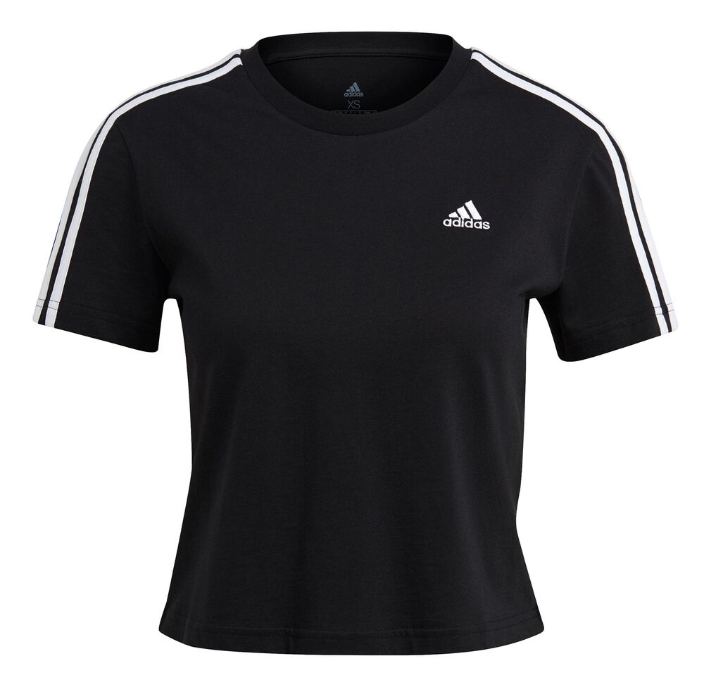 adidas 3-Stripes Crop T-shirt Femmes - Noir , Blanc