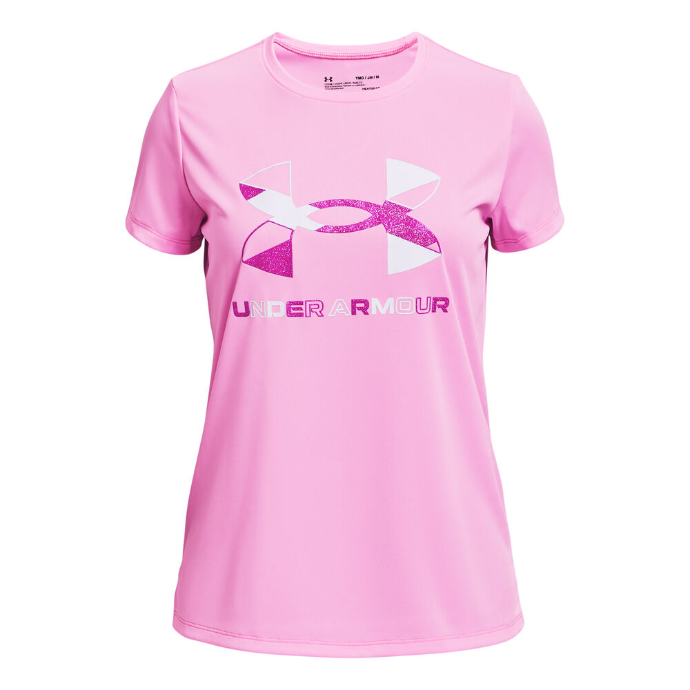 Under Armour Tech Graphic Big Logo T-shirt Filles - Rosé, Blanc