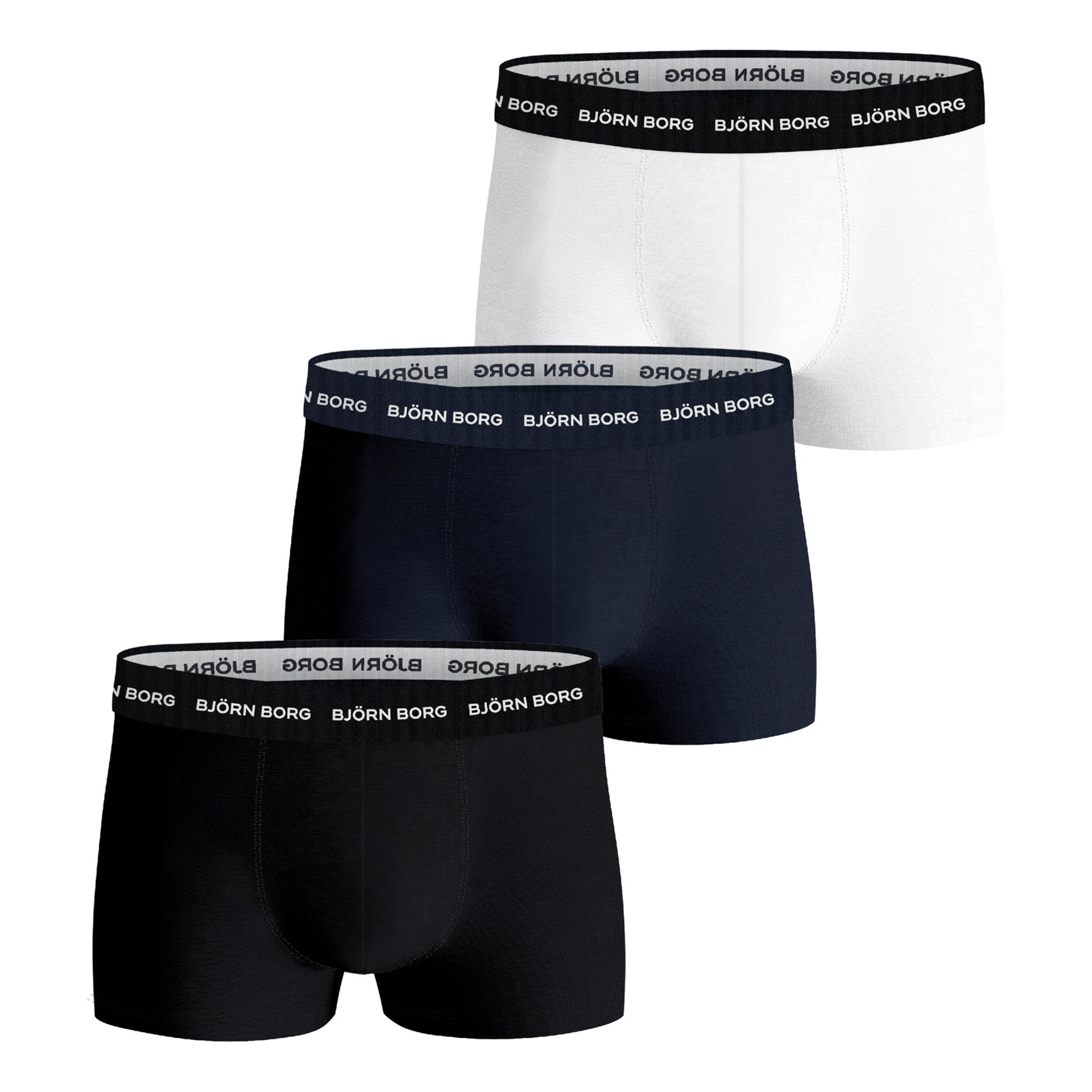 Buy Bjorn Borg Cotton Stretch Trunk Calecon Pack De 3 Hommes Noir Blanc online Tennis Point FR