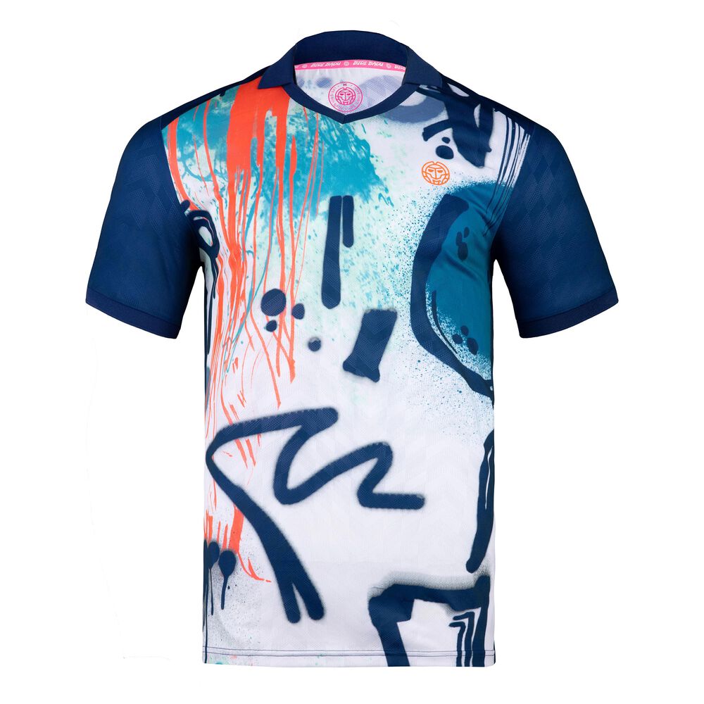 BIDI BADU Eren Tech Polo Hommes - Blanc , Bleu Foncé