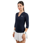 V&ecirc;tements de tennis BIDI BADU BIDI BADU Crew 2.0 V-Neck Haut manches longues Femmes-bleu fonc&eacute;