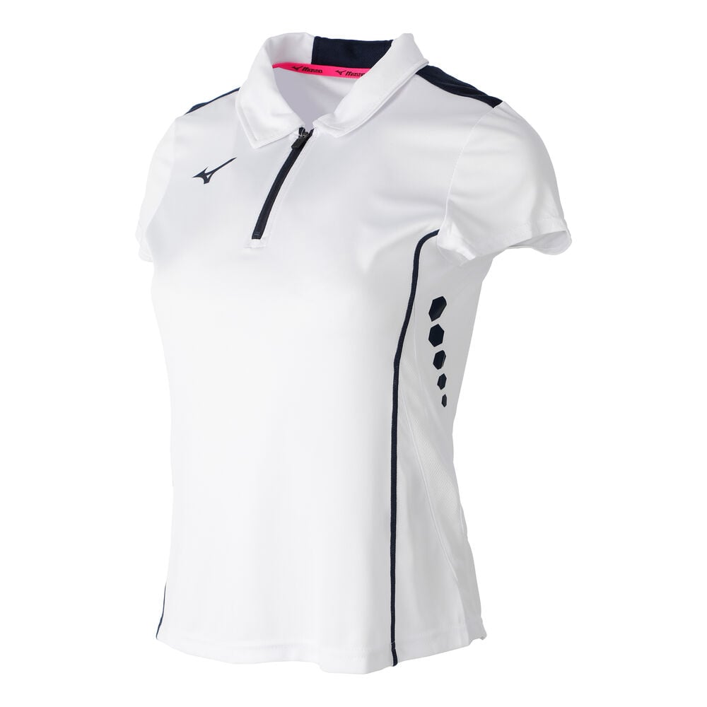Mizuno Hex Rect ZP Polo Femmes - Blanc , Bleu Foncé