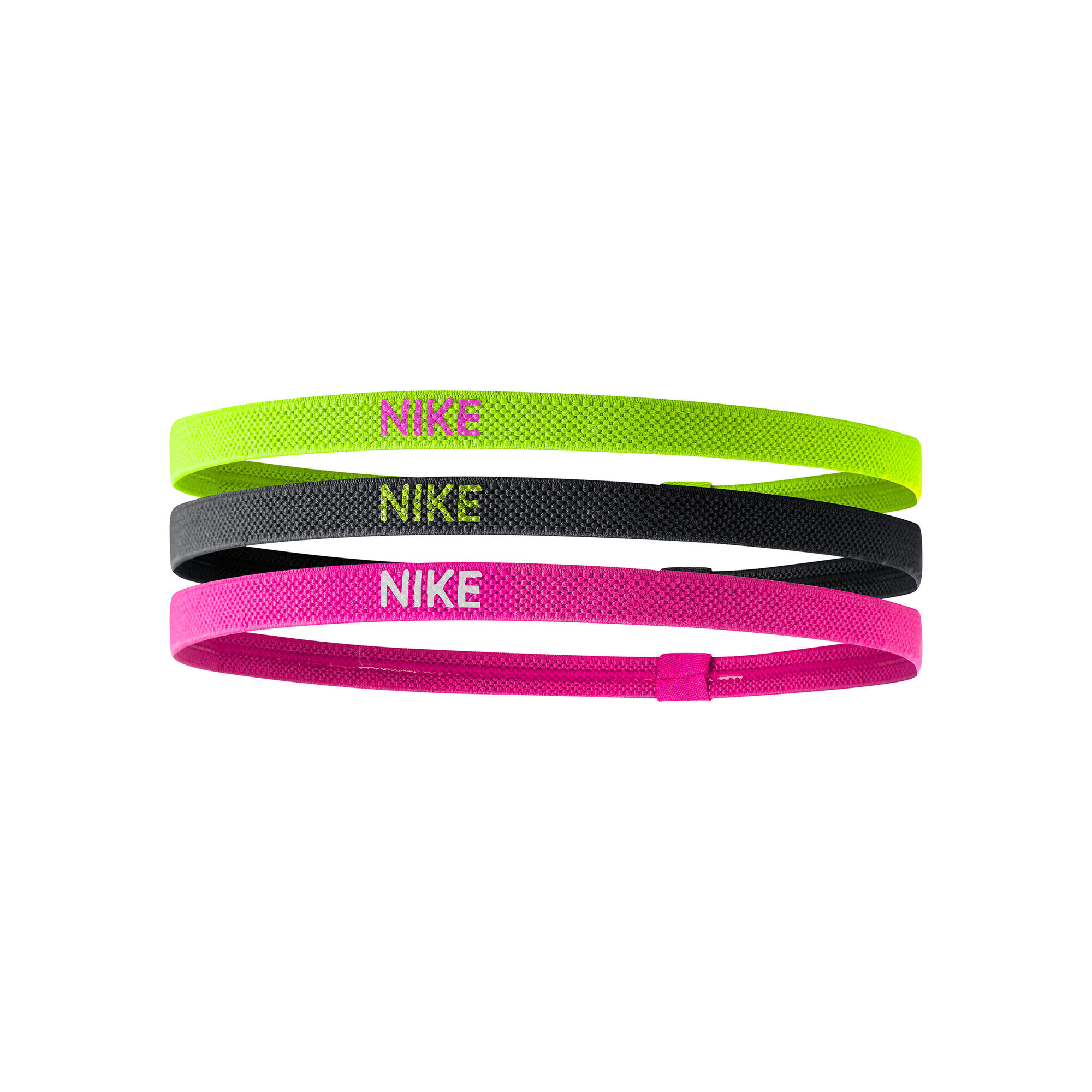 Nike elastic bandeau cheveux pack de 3 - jaunes fluo , gris foncé