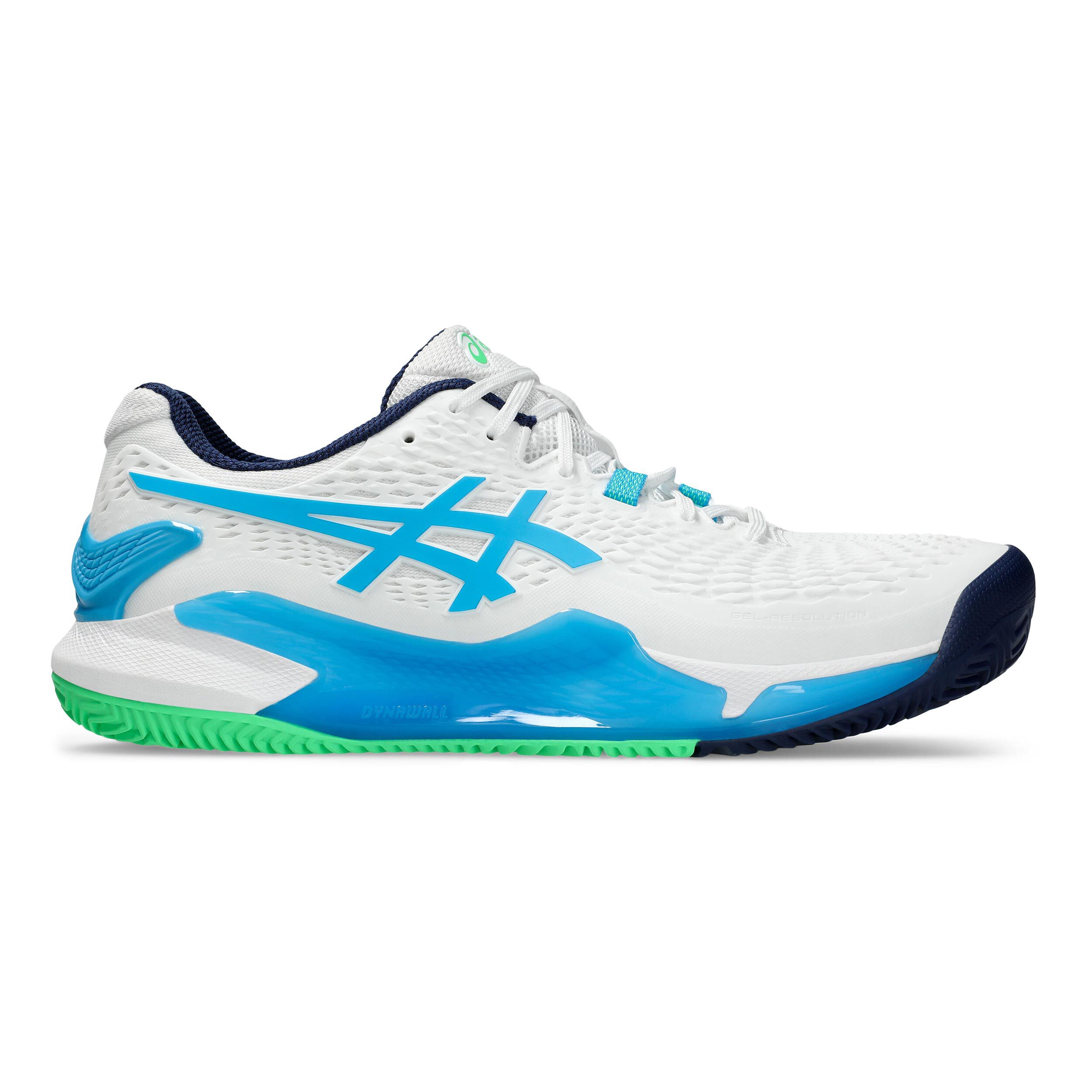 Gel Resolution 9 Clay Chaussure Terre Battue Hommes Blanc Bleu Clair