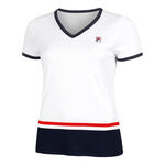 Vêtements Fila Fila Elisabeth T-shirt Femmes-Blanc,Bleu Foncé