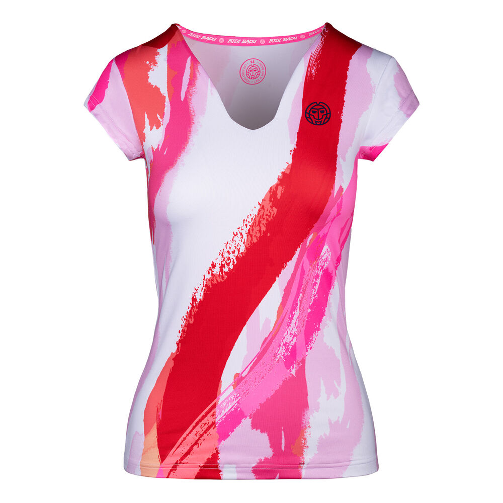 BIDI BADU Bella 2.0 Tech V-Neck T-shirt Femmes - Blanc , Rouge