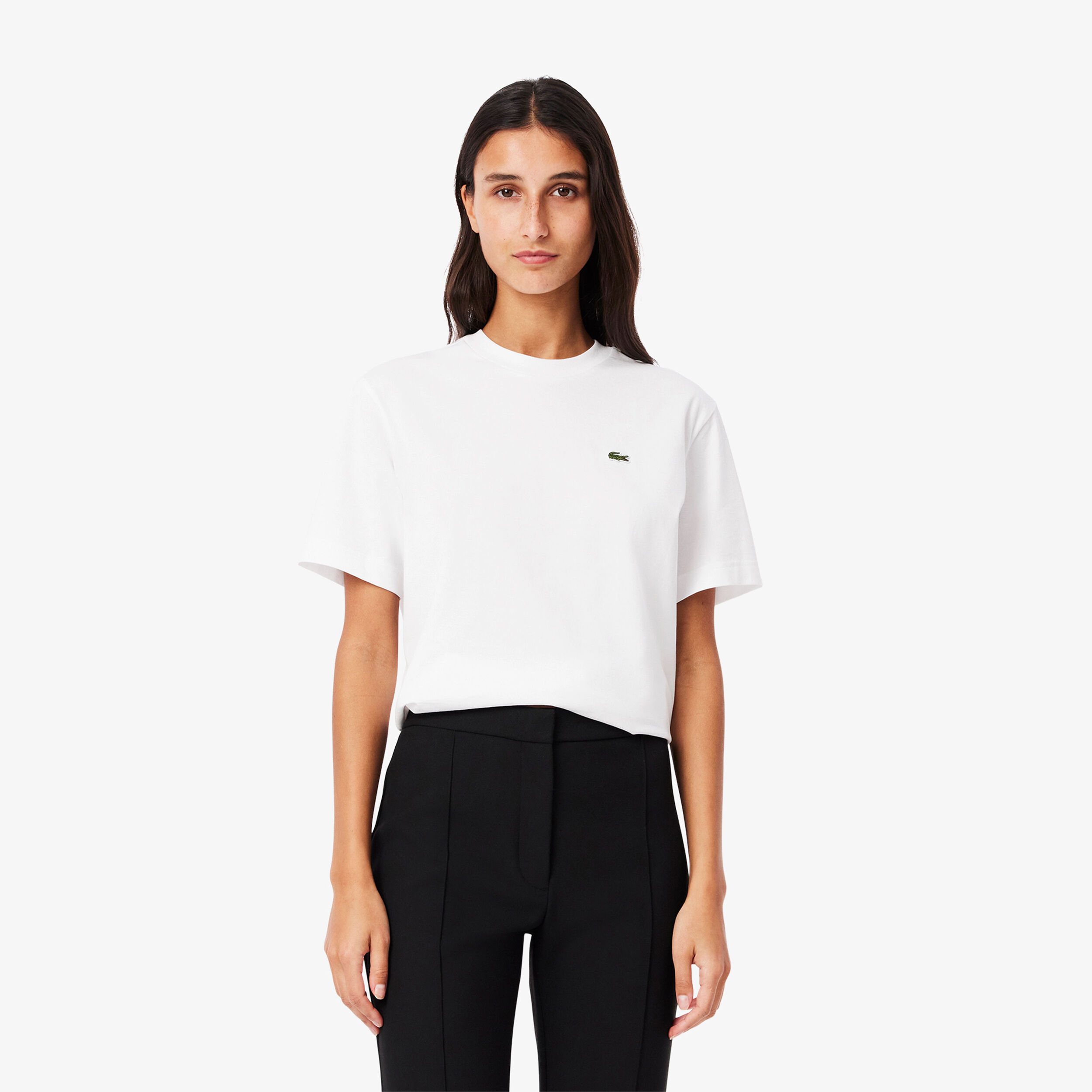 Relaxed Fit Plain Soft T shirt Femmes Blanc
