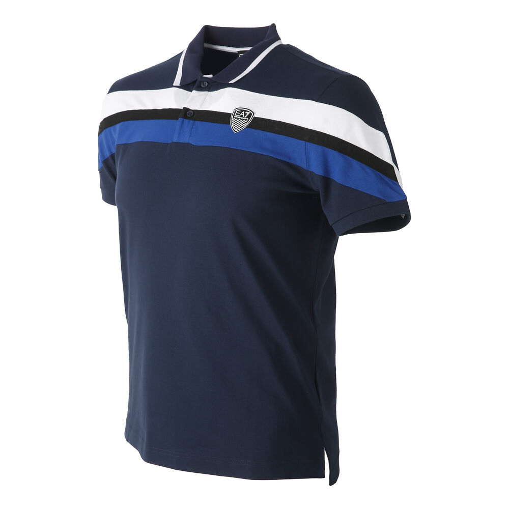 EA7 Polo Hommes - Bleu Foncé , Blanc