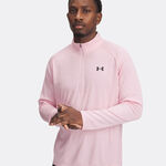 Vêtements De Tennis Under Armour Tech Textured 1/2 Zip-GRY Long-Sleeves