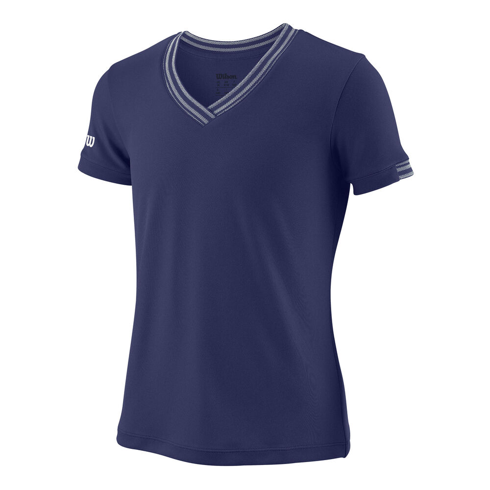 Wilson Team V-Neck T-shirt Filles - Bleu Foncé , Blanc