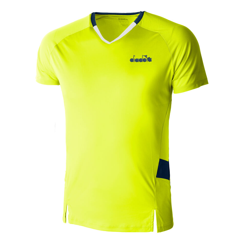 Diadora T-shirt Hommes - Jaunes Fluo , Bleu Foncé
