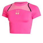 Vêtements Under Armour Under Armour Run Anywhere Crop Maillot De Course Femmes-Pink,Noir