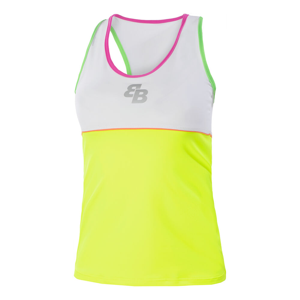 BB by Belen Berbel Malibu Débardeur Tank Top Femmes - Jaunes Fluo , Blanc