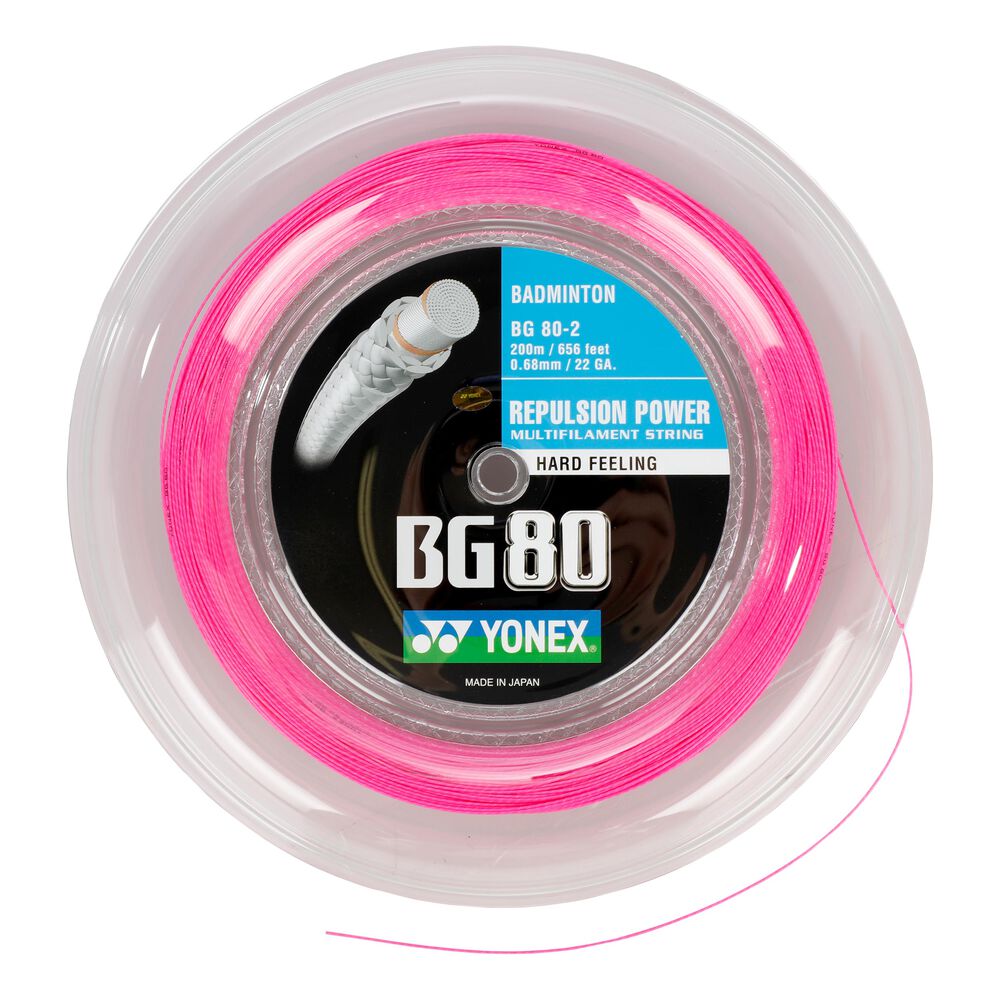 Yonex BG 80 Bobine De Cordage Badminton 200m - Pink Fluo