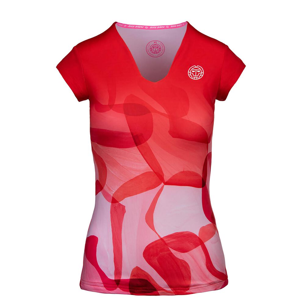 BIDI BADU Bella 2.0 Tech V-Neck T-shirt Femmes - Rouge , Orange