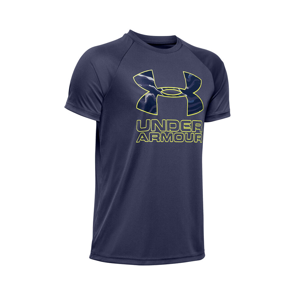 Under Armour Tech Hybrid Print Fill Logo T-shirt Garçons - Bleu Foncé , Jaunes Fluo