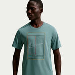 V&ecirc;tements de tennis Nike Nike Court Heritage T-shirt Hommes-sauge, gris