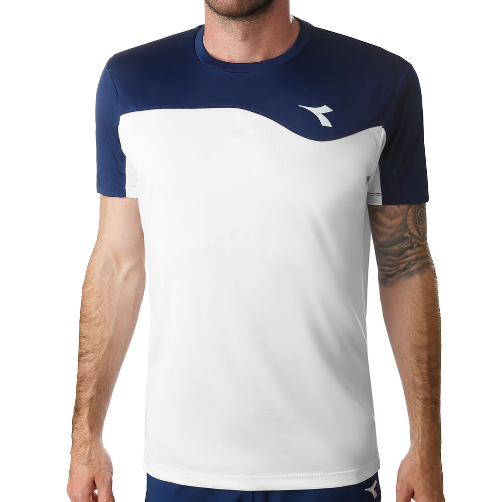 Diadora Team T-shirt Hommes - Blanc , Bleu Foncé