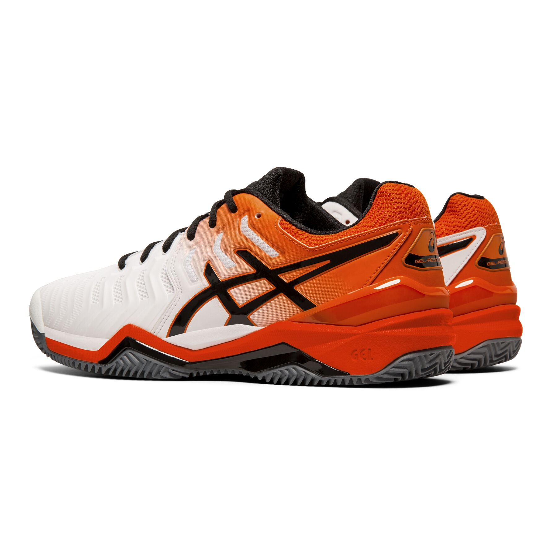 Gel Resolution 7 Clay Chaussure Terre Battue Hommes Blanc Orange