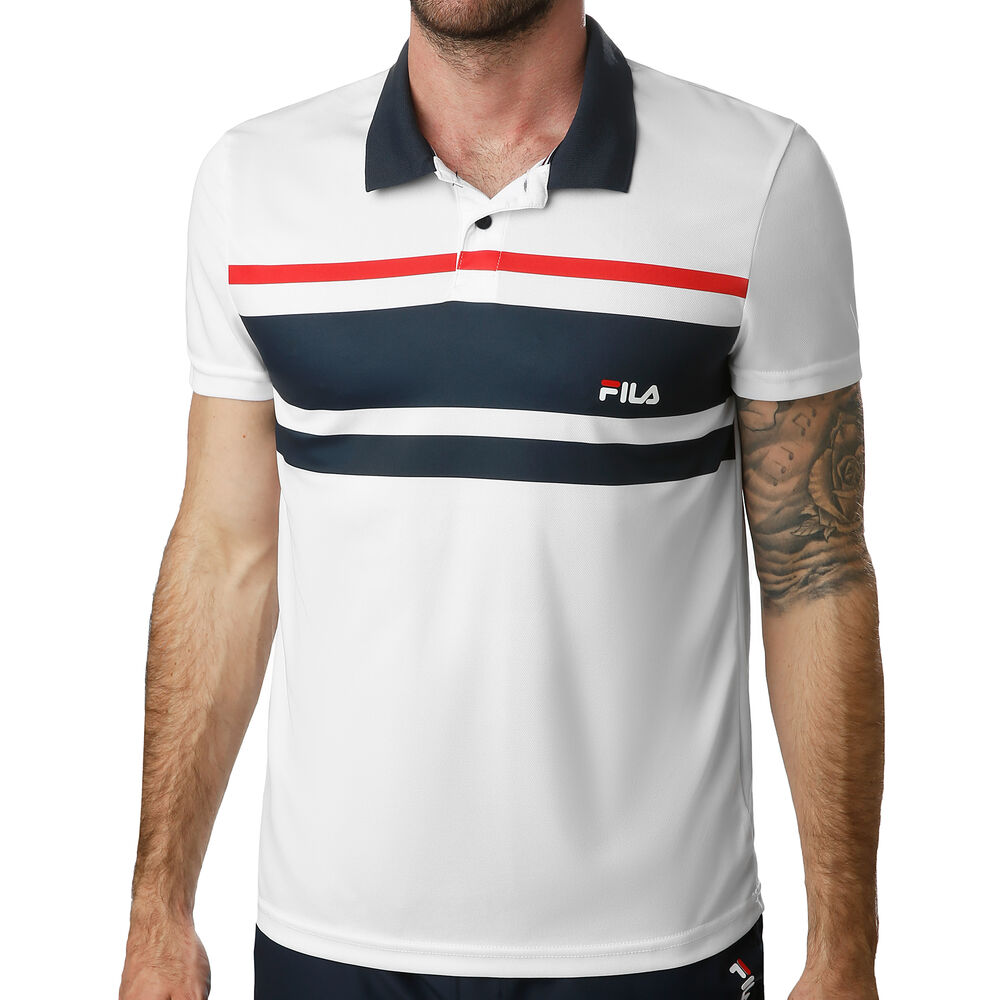 Fila Tony Polo Hommes - Blanc , Bleu Foncé