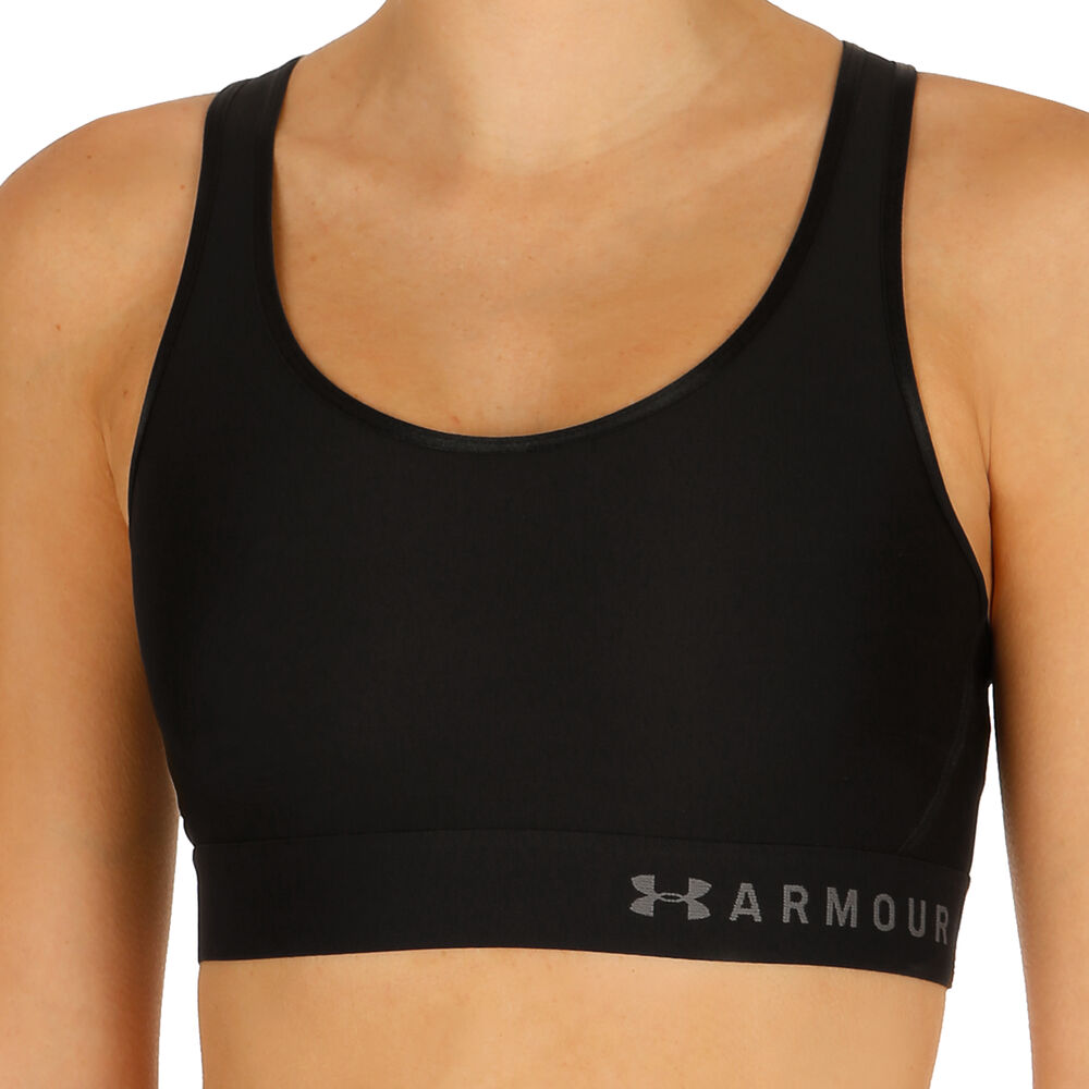 Under Armour Mid Keyhole Soutien-gorge Sport Femmes - Noir , Argent