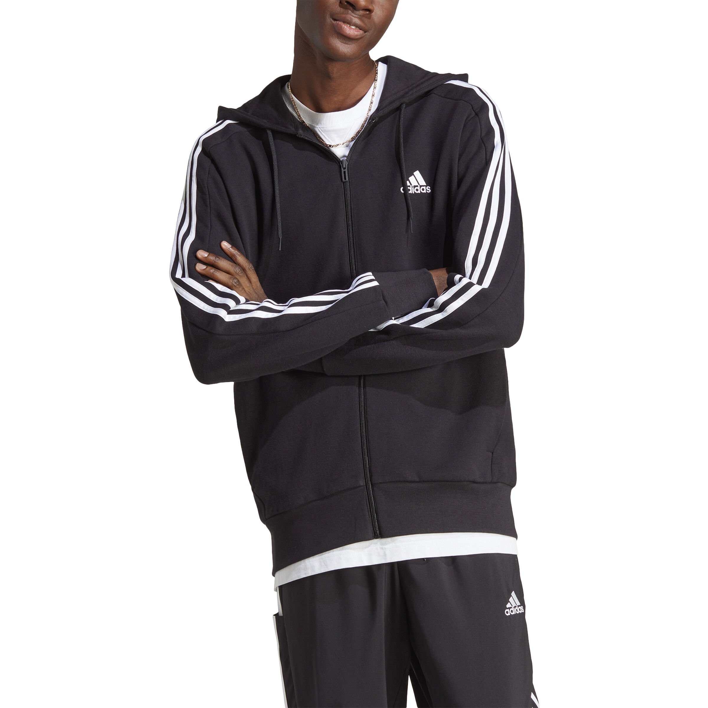 Essentials 3 stripes full zip hoodie sales