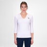 Crew V-Neck Haut Manches Longues Femmes-Blanc
