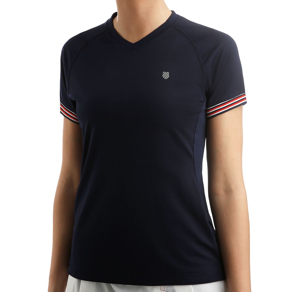 K-Swiss Heritage T-shirt Femmes - Bleu Foncé , Rouge